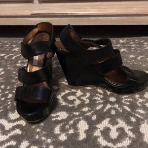 Cynthia Vincent black heels, Adj. Velcro, sz 8